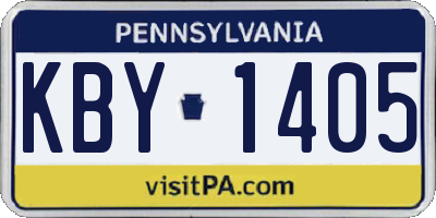 PA license plate KBY1405
