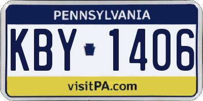 PA license plate KBY1406
