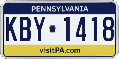 PA license plate KBY1418