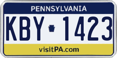 PA license plate KBY1423