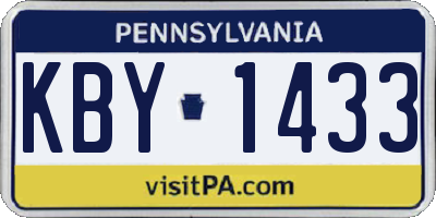 PA license plate KBY1433