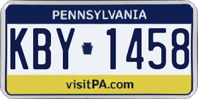PA license plate KBY1458