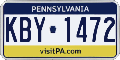PA license plate KBY1472
