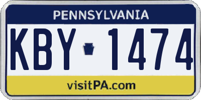 PA license plate KBY1474