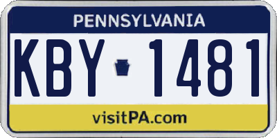 PA license plate KBY1481