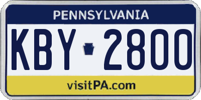 PA license plate KBY2800