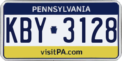 PA license plate KBY3128