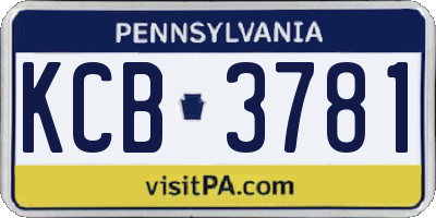 PA license plate KCB3781