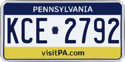 PA license plate KCE2792
