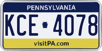 PA license plate KCE4078