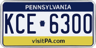 PA license plate KCE6300