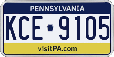 PA license plate KCE9105