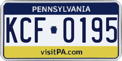 PA license plate KCF0195