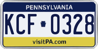PA license plate KCF0328
