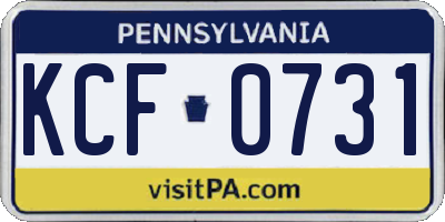 PA license plate KCF0731