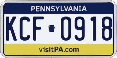 PA license plate KCF0918