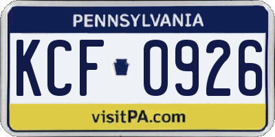 PA license plate KCF0926