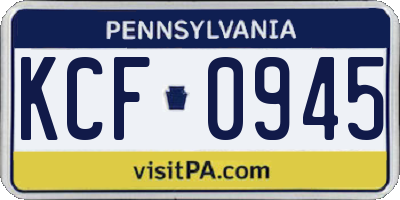 PA license plate KCF0945