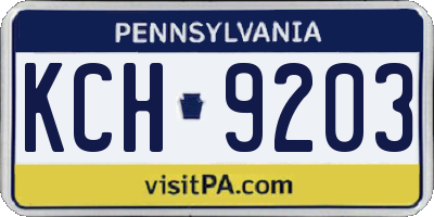 PA license plate KCH9203