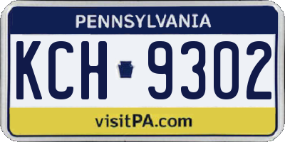 PA license plate KCH9302