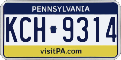 PA license plate KCH9314