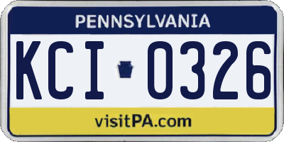 PA license plate KCI0326