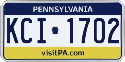 PA license plate KCI1702