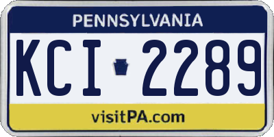 PA license plate KCI2289