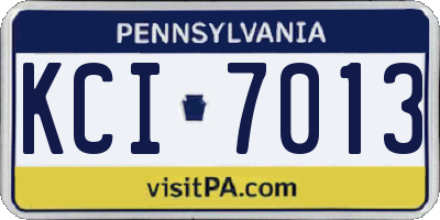 PA license plate KCI7013