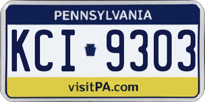 PA license plate KCI9303