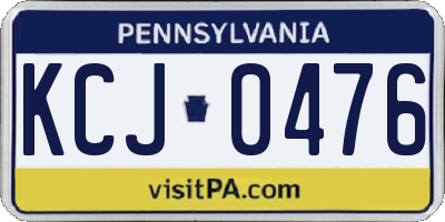 PA license plate KCJ0476