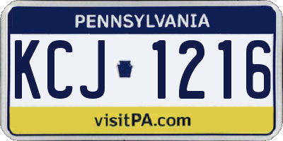PA license plate KCJ1216