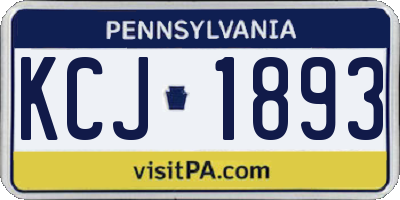 PA license plate KCJ1893