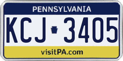 PA license plate KCJ3405