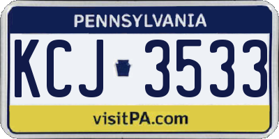 PA license plate KCJ3533