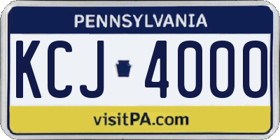 PA license plate KCJ4000