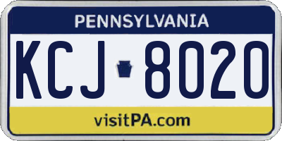 PA license plate KCJ8020