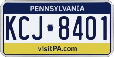 PA license plate KCJ8401