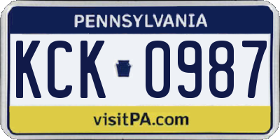 PA license plate KCK0987