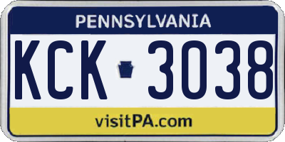 PA license plate KCK3038