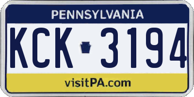 PA license plate KCK3194