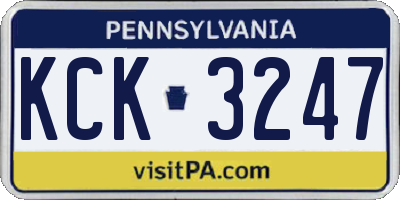 PA license plate KCK3247