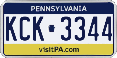 PA license plate KCK3344