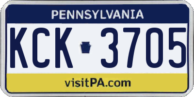 PA license plate KCK3705