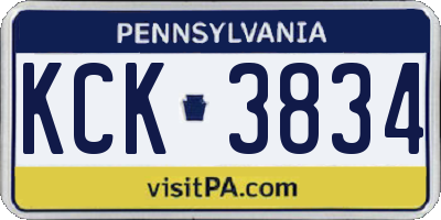 PA license plate KCK3834
