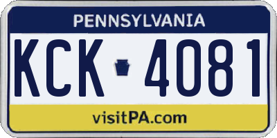 PA license plate KCK4081
