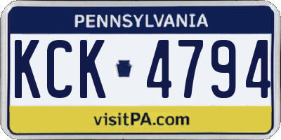 PA license plate KCK4794