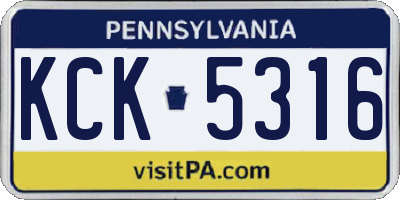 PA license plate KCK5316