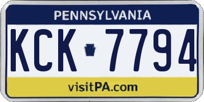 PA license plate KCK7794