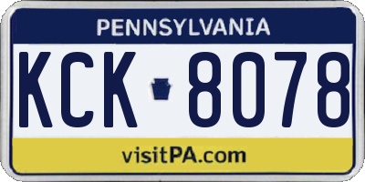 PA license plate KCK8078